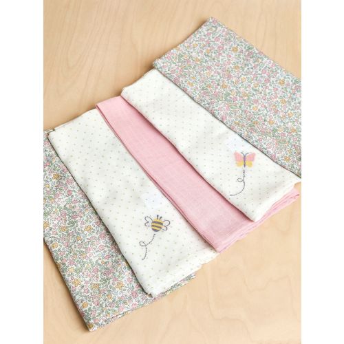 Vintage Floral 5-Pack Embroidered Muslins