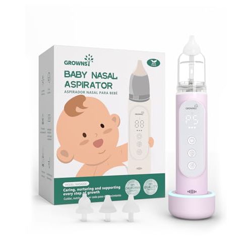 GROWNSY Nasal Aspirator for Baby, Upgraded 5 Suction Levels Baby Nose Sucker, IPX7 Waterproof Electric Nose Suction for Baby, Booger Sucker for Toddlers with Music & Light Functions (Purple)