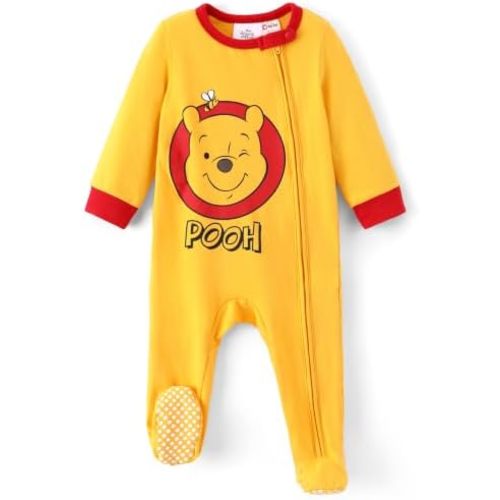 Disney Baby Boys Zip One-Piece Non-Slip Footie Romper for Newborn to Infant