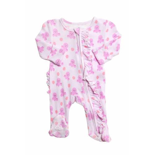 Bamboo Waffle Ruffle Zipper Footie | Sea Snuggles