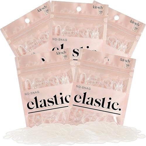 Kitsch Hair Ties No Damage for Kids, Teens and Women - Clear, 500pcs | Stretchable Hair Rubber Bands for Hair Styling | No Snag Hair Elastics | Daily Hair Accessories
