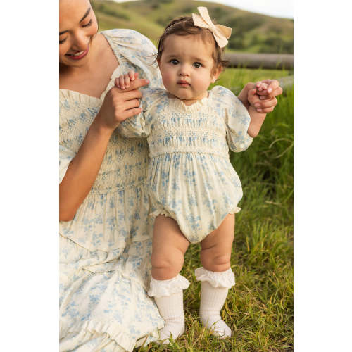 Baby Roselyn Romper in Ivory Porcelain Fleur