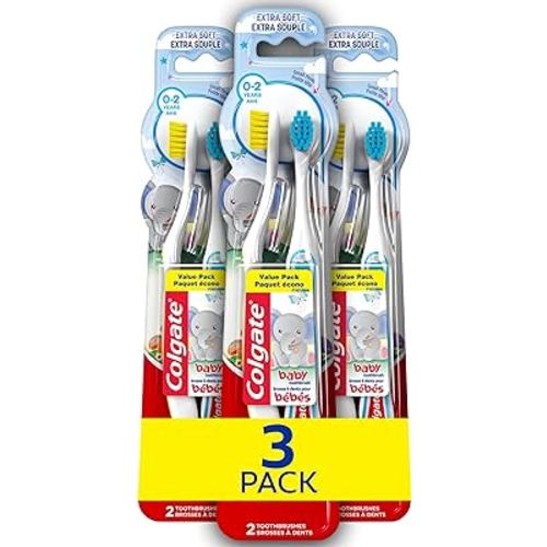 Colgate My First Baby and Toddler Toothbrush, Extra Soft Infant Training Toothbrush, Ages 0-2, 6 Count
