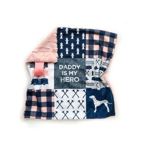 Daddy is my Hero Firefighter Lovey Blanket, Firefighter Blanket.  Minky Lovie for babies.  Firefighter Gift