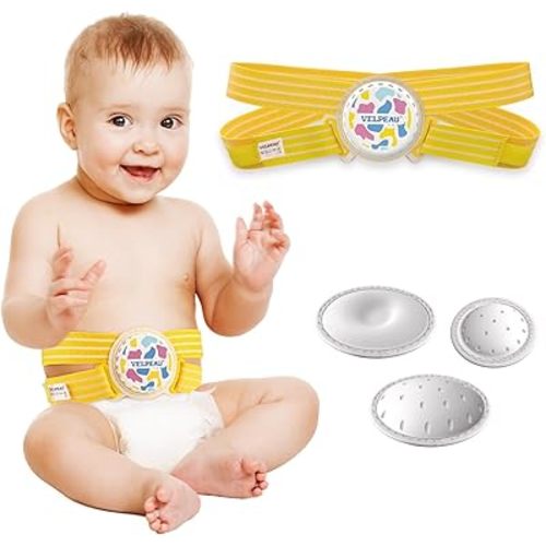 Velpeau Umbilical Hernia Belt Baby Newborn -Anti Displacement Slip -with 3 Compress Pads -Belly Button Band Navel Truss Abdominal Binder, One Size＜18"