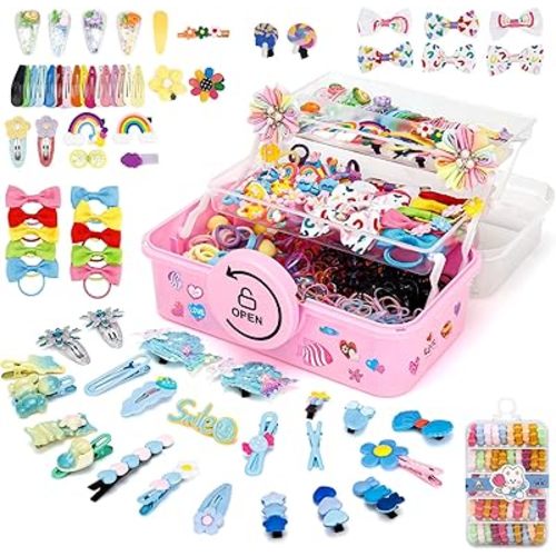 Baby Elastic Hair Ties, Hair Accessories for Girls, Colorful Elastic Hair Bands, Little Girl Hair Clips Set Cute Barrettes Hair Clip Sets(1223PCS)