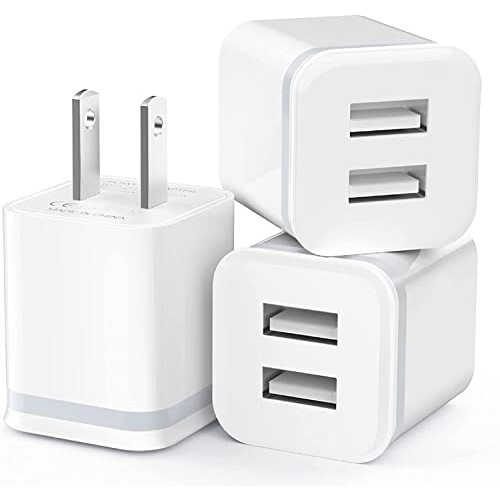 USB Wall Charger, LUOATIP 3-Pack 2.1A 5V Dual Port Cube Power Adapter Plug Block Charging Box Brick for iPhone 14 13 12 11 Pro Max SE XS XR X 8 7 6 6S Plus, Galaxy, LG, Moto, Android Phones