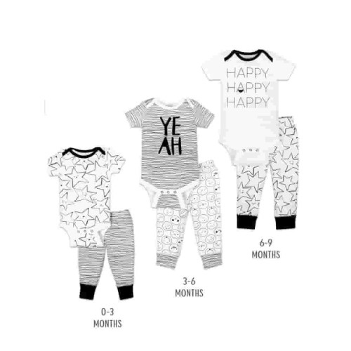 Little Star Organic Grow with Me Bodysuit & Pants Baby Shower Gift Set, 6pc (Baby Boy or Girl, Unisex)
