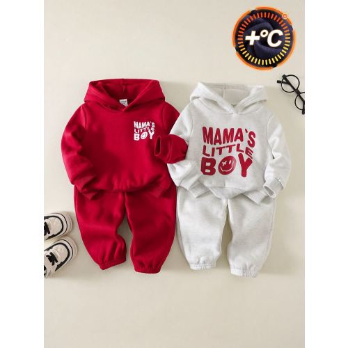 4pcs Baby Boy Autumn/Winter Cute Casual Knitted Solid Color Letter Pattern Hoodie & Pants Set, Hoodie Multi-Piece Set, Infant Set, Autumn/Winter Set, Sports Set, Cute Set | SHEIN USA