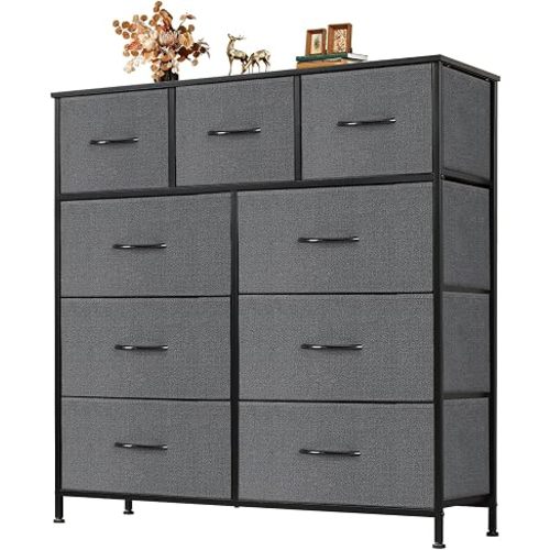 Dresser for Bedroom with 9 Drawers, Anti-Tip Fabric Storage Tower