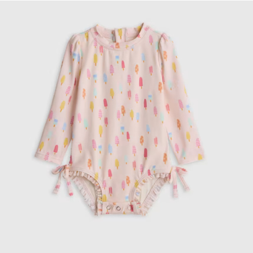 Long Sleeve Tie One-Piece Swimsuit - Baby in Popsicle