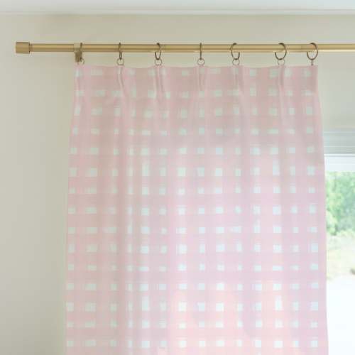 Curtain Panel | Baby Pink Watercolor Gingham