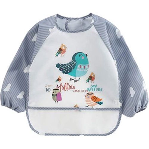 Odeerbi Baby Bib Boys Girls Drool Bib Waterproof 2024 Long Sleeved Striped Anti-wearing Cartoon Inverted Gown