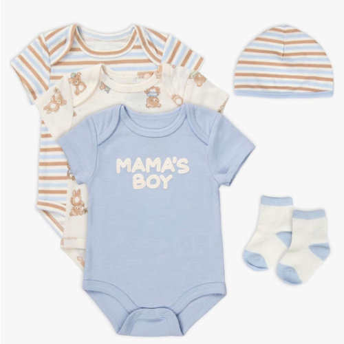 Baby Essentials Baby Boys 5 Piece Bodysuit Set