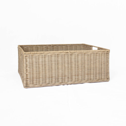 Gracie Oaks Wicker Shallow Storage Basket - Medium | Wayfair