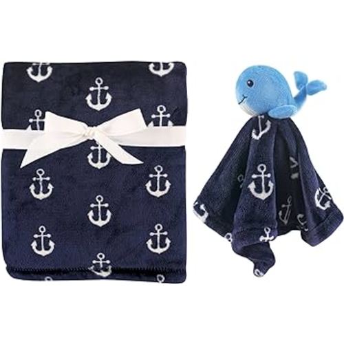 Hudson Baby Unisex Baby Plush Blanket with Security Blanket, Whale, One Size