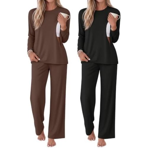 2 Pack Maternity Nursing Pajamas Set
