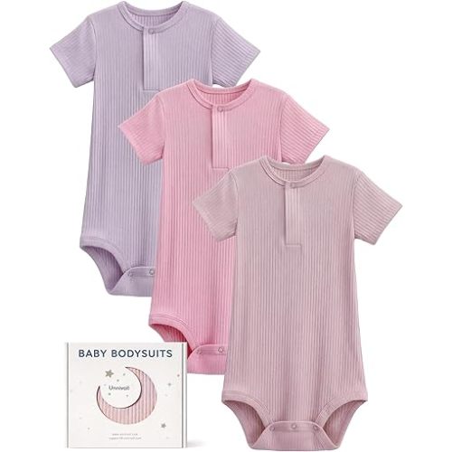 Unnivoll Baby Bodysuits Rayon Made From Bamboo Baby Onesies Short Sleeve Infant Newborn Onesies Baby Boys Girls Clothes