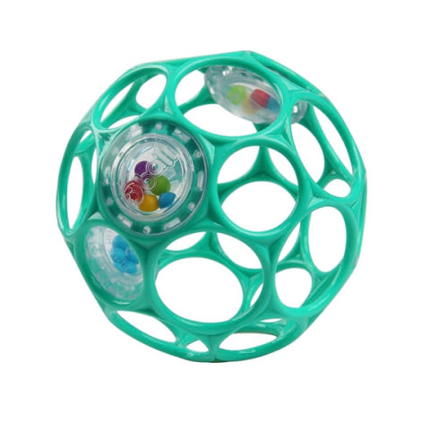 Bright Starts Oball Easy-Grasp Rattle BPA-Free Infant Toy in Teal, Age Newborn and up, 4 Inches