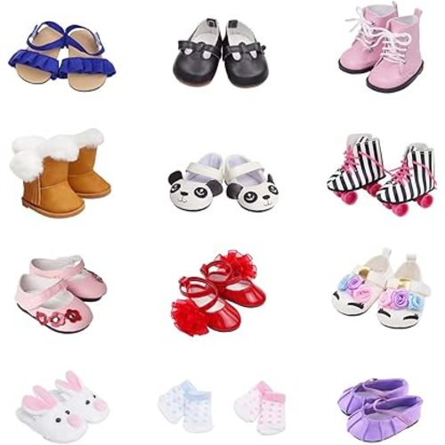 Etistta 6 Pairs of Doll Shoes 2 Pairs of Socks Fits for 18 inch Doll Shoes American Dolls Accessories