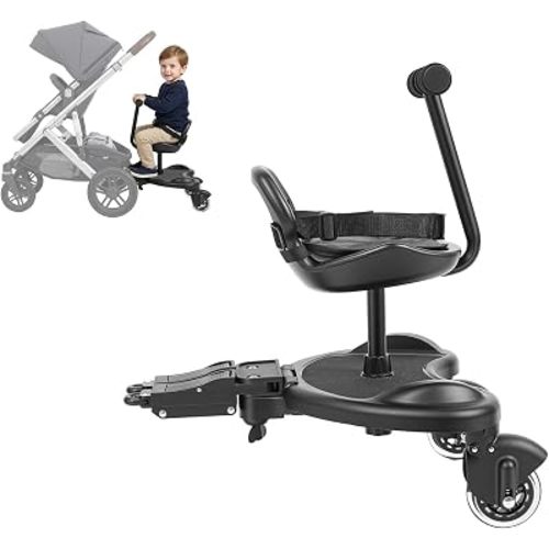 2-in-1 Universal Stroller Board with Saddle Seat, Stroller Auxiliary Pedal Stand Accessory for Baby & Toddler, Ideal for Outdoor Travel and Daily Use (Type B)