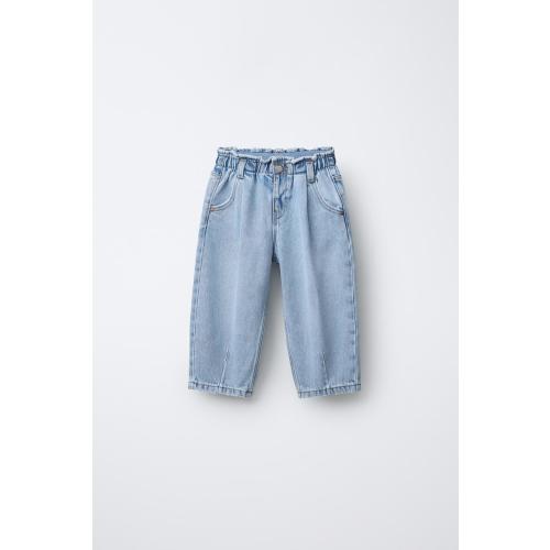 BAGGY PAPERBAG JEANS WITH HEART POCKETS - Light blue | ZARA United States