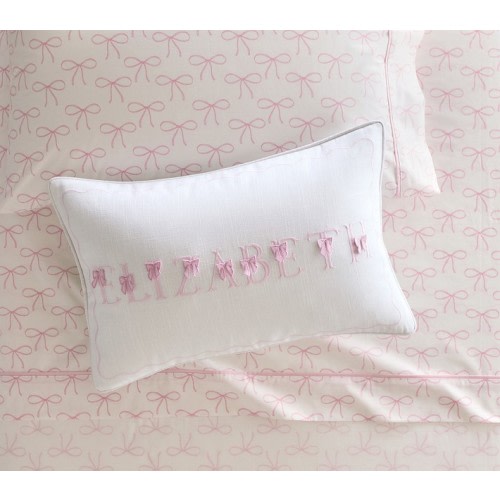 Textured Personalized Bow Pillow