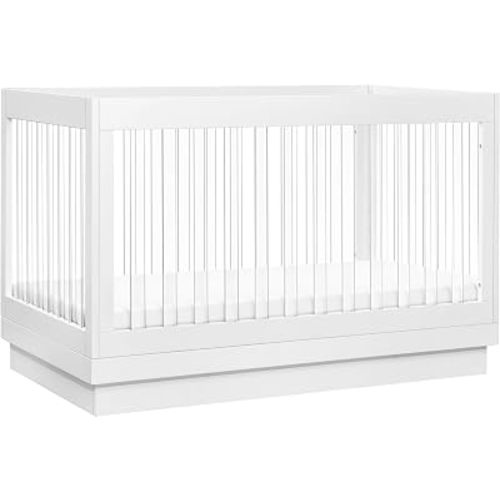 Babyletto Harlow 3-in-1 Convertible Crib, White with Acrylic Slats