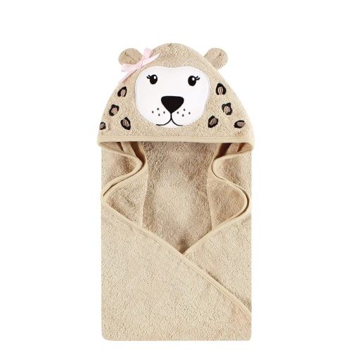 Hudson Baby Unisex Baby Cotton Poly Animal Face Hooded Towel, Leopard, One Size