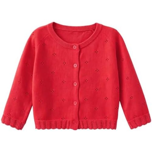 Baby Girls Cardigan Sweater Infant Toddler Knit Button Up Jacket Newborn Lace Trim Outfit Cotton Tops