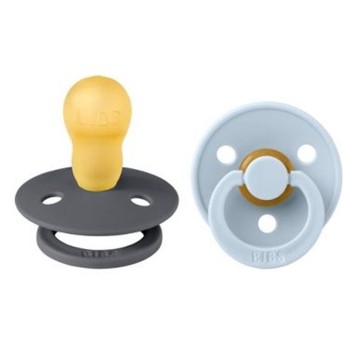 Bibs Colour Latex Pacifiers - 2pk - Size 3 (18m+) - Iron/Baby Blue: Rubber Latex, BPA-Free, Phthalate-Free