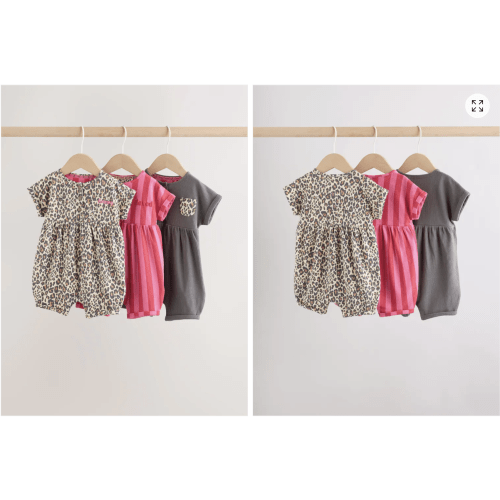 Buy Pink and Leopard Printed Button T-Shirt Jersey Baby Rompers 3 Pack from Next USA