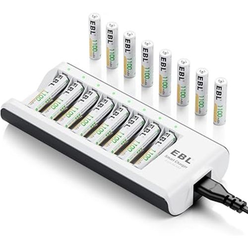 EBL Rechargeable AAA Batteries 1100mAh 1.2V NiMH Triple AAA Battery with Charger (16AAA+Charger)