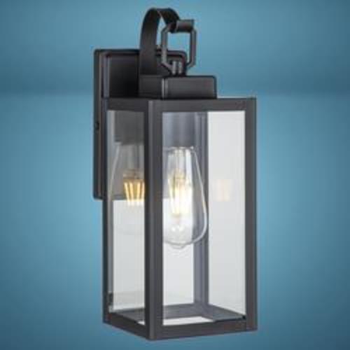 Patriot Lighting® Rhemi 1-Light Matte Black Dusk-to-Dawn Outdoor Wall Light