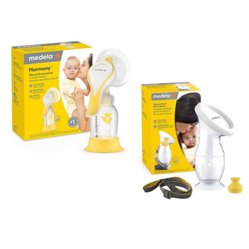 Medela Manual Breast Pump Set - Perfect Pair Bundle, Includes Harmony Manual Breast Pump & Silicone Breastmilk Collector