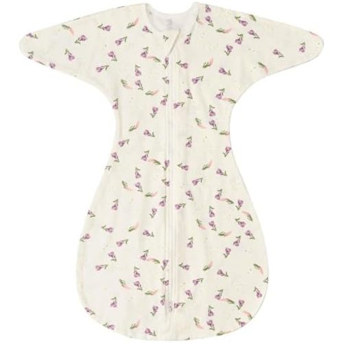 ZIGJOY Baby Transitional Swaddles for Newborns: 0.5 Tog Arms Up Sleep Sack 3-6-12 Months Soft Cotton Shark Fin 2 Way Zipper