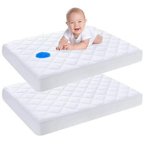 Yoofoss Waterproof Crib Mattress Protector Sheets Fitted 2 Pack 52''x28''