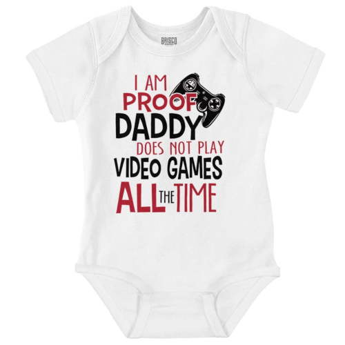 Brisco Brands Daddy Plays Video Games Romper, Unisex Baby Bodysuit, Comfortable Size 18M