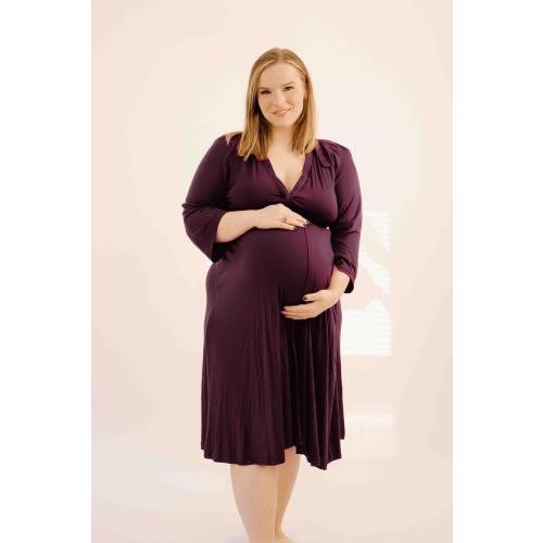 Lila Labor & Postpartum Gown in Plum