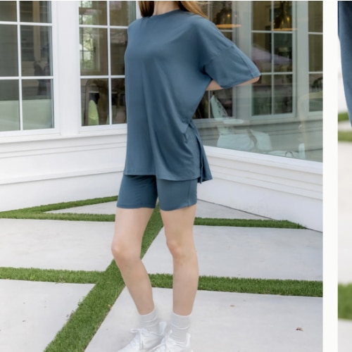 Women’s Biker Short Set in Atlantic – Kyte Living