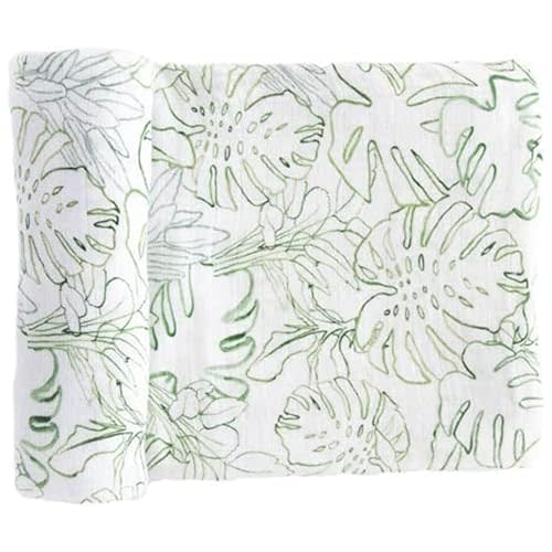 RED ROVR 100% Certified Organic Cotton Muslin Swaddle | Newborn Receiving Blanket | Baby Wrap | Boy, Girl, Unisex | Soft, Lightweight, Breathable | Burping, Nursing, Swaddling | 44"x44" | Jungle Lea