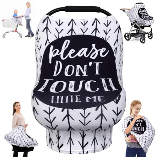 Metplus Breathable Car Seat Cover for Babies, Stretchy Nursing Cover for Breastfeeding, Multi Use Newborn Carrier/Stroller/Shopping Cart, Girl Boy Stroller Cover Gift