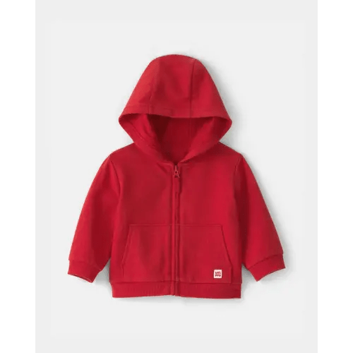 Baby Boy French Terry Zip-Up Hoodie - Red