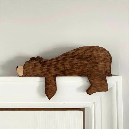 Rustic Wooden Bear Door Topper, Cabin Nursery Decor