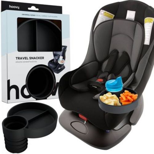 Hoovy Travel Silicone Cup Holder & Snack Tray Accessory for Car Seat, Booster Seat and Stroller- Teal
