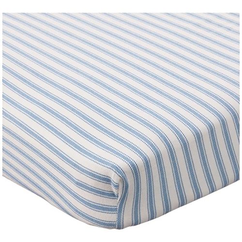 HonestBaby Boys Organic Cotton Changing Pad Cover, Blue Ticking Stripe, One Size