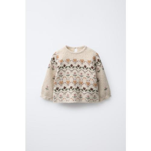 JACQUARD KNIT SWEATER - Light beige | ZARA United States