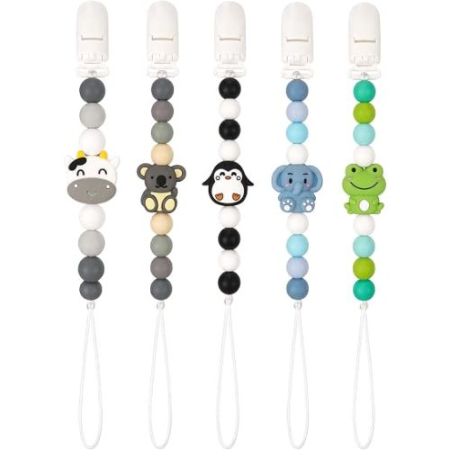 5 Pack Pacifier Clips, Binky Holders for Baby (Multicolor 1)