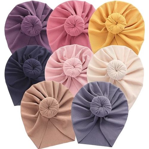 Baby Hats Newborn Baby Girls Turban Hospital Hat Infant Toddler Kid Hat Big Hair Bow Top Knot Head Wrap