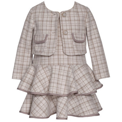 Baby Girls' Tiered Plaid Jacket and Dress, 2-Piece Set